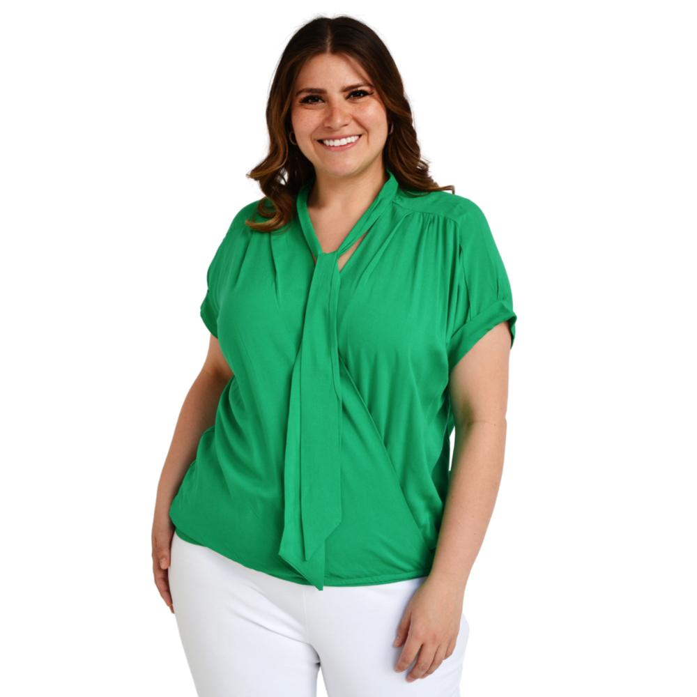Foto 1 | Blusa con Corbata Roman Fashion 1833 color Verde para Mujer