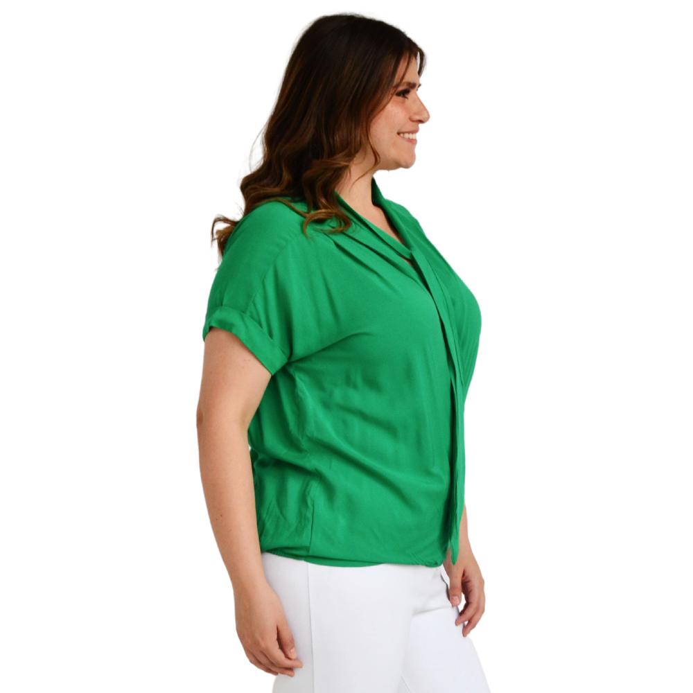 Foto 2 | Blusa con Corbata Roman Fashion 1833 color Verde para Mujer