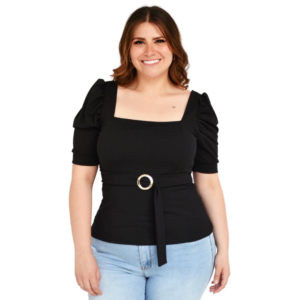 Blusa Roman Fashion color Negro para Mujer