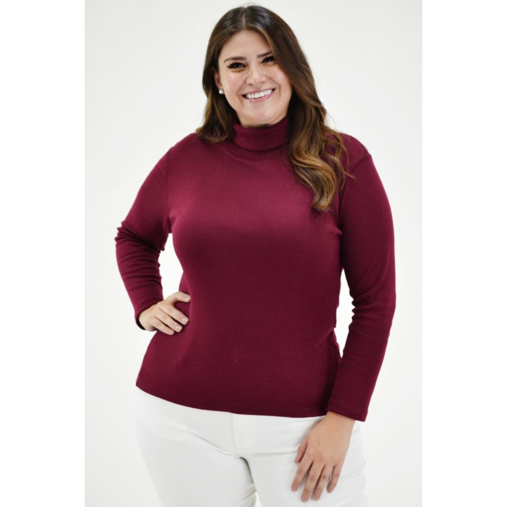 Blusa Cuello de Tortuga Roman Fashion BL-RF-316 Vino Tallas Extras