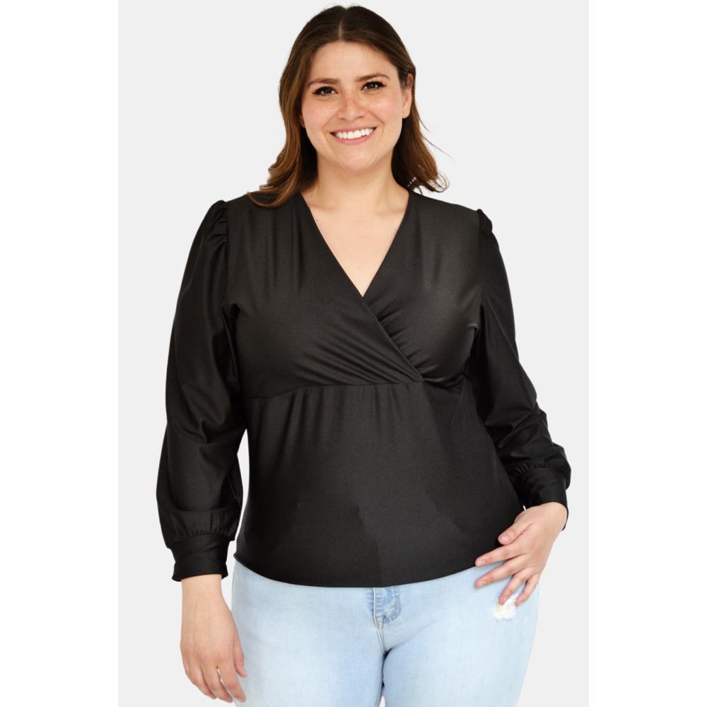 Foto 2 pulgar | Blusa Roman Fashion color Negro para Mujer