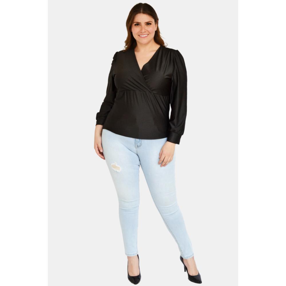 Foto 6 pulgar | Blusa Roman Fashion color Negro para Mujer
