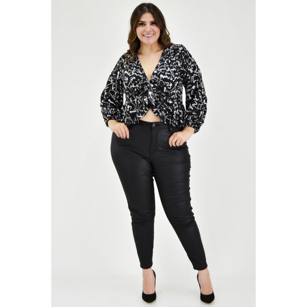 Foto 5 | Blusa Escote con Nudo Roman Fashion Negro para Mujer