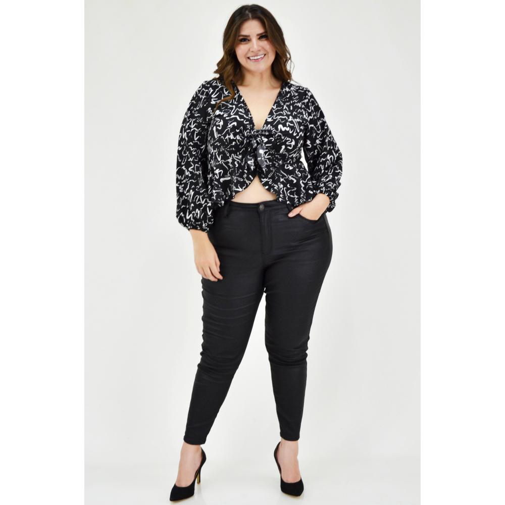 Foto 7 pulgar | Blusa Escote con Nudo Roman Fashion Negro para Mujer