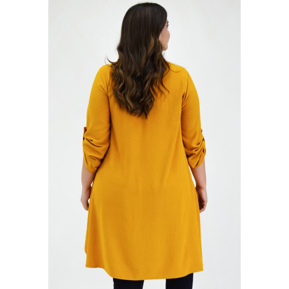 Foto 4 pulgar | Maxiblusa Asimétrica Roman Fashion Tallas Extras 1060 color Mostaza