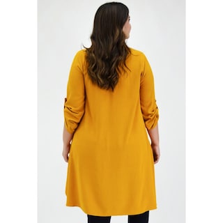 Foto 3 | Maxiblusa Asimétrica Roman Fashion Tallas Extras 1060 color Mostaza