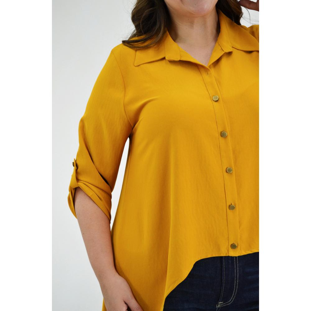 Foto 5 pulgar | Maxiblusa Asimétrica Roman Fashion Tallas Extras 1060 color Mostaza