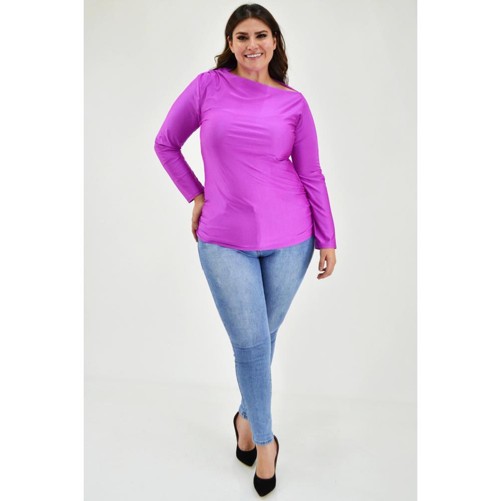 Foto 5 | Blusa Escote Barco Roman Fashion 1852 Púrpura