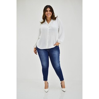 Foto 5 | Blusa Hombro con Escarola Roman Fashion 12258 Blanca