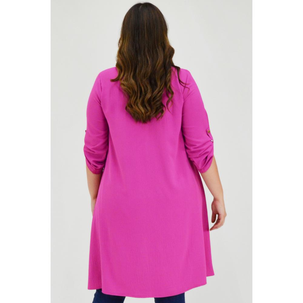 Foto 4 pulgar | Maxiblusa Asimétrica Roman Fashion Tallas Extras color Rosa