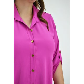 Foto 4 | Maxiblusa Asimétrica Roman Fashion Tallas Extras color Rosa