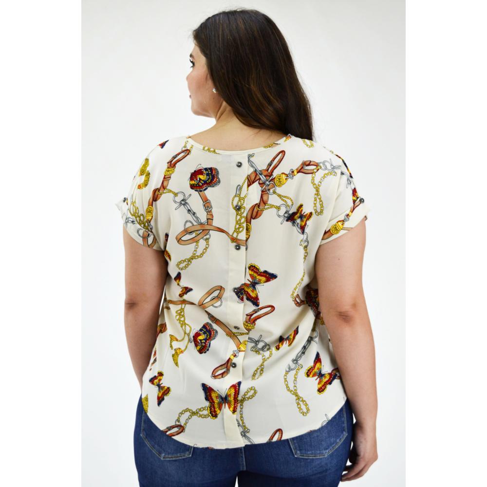 Foto 3 | Blusa Manga Corta Roman Fashion Beige para Mujer