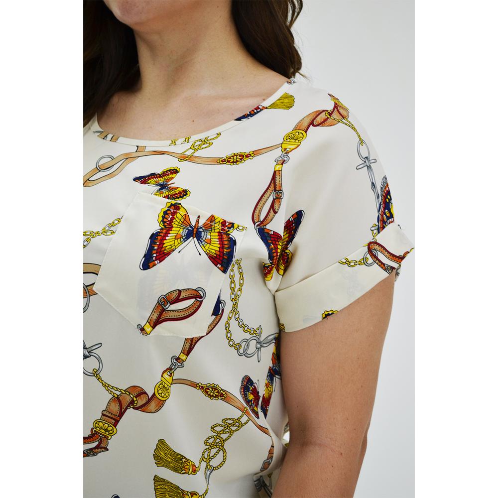 Foto 5 pulgar | Blusa Manga Corta Roman Fashion Beige para Mujer