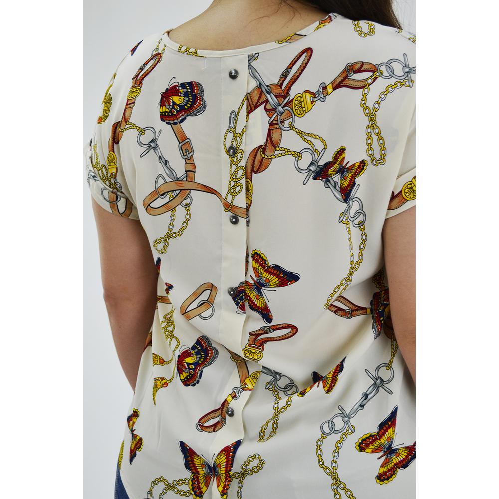 Foto 6 pulgar | Blusa Manga Corta Roman Fashion Beige para Mujer