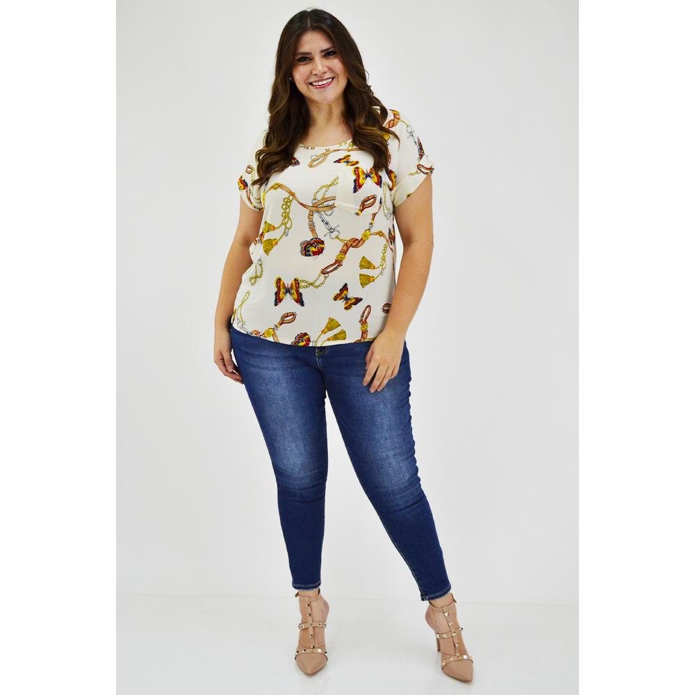 Foto 7 pulgar | Blusa Manga Corta Roman Fashion Beige para Mujer