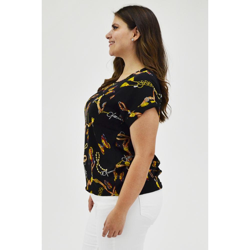 Foto 2 | Blusa Manga Corta Roman Fashion Tallas Extras 5523 color Negro