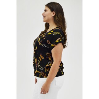 Foto 2 | Blusa Manga Corta Roman Fashion Tallas Extras 5523 color Negro