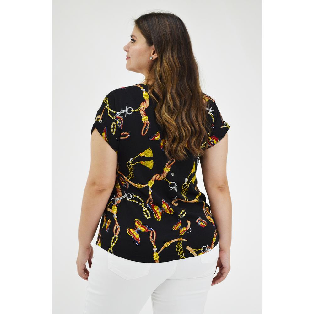 Foto 4 pulgar | Blusa Manga Corta Roman Fashion Tallas Extras 5523 color Negro