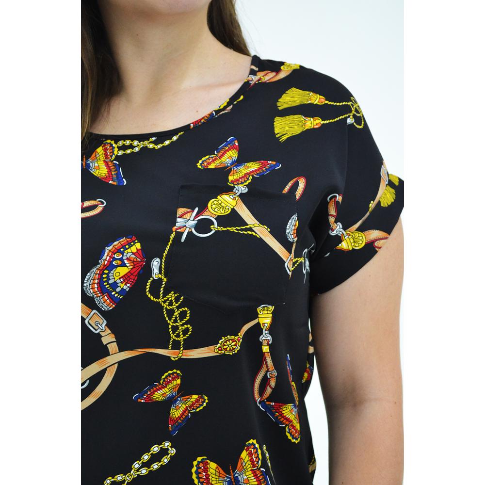 Foto 5 pulgar | Blusa Manga Corta Roman Fashion Tallas Extras 5523 color Negro
