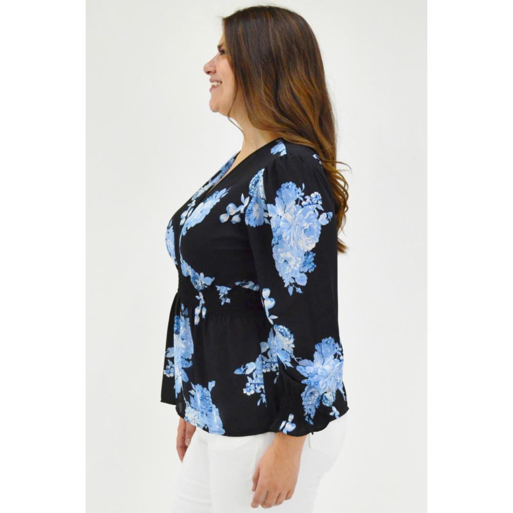 Foto 2 | Blusa Escote Cruzado Roman Fashion BL-JON-6879 Negra Tallas Extras