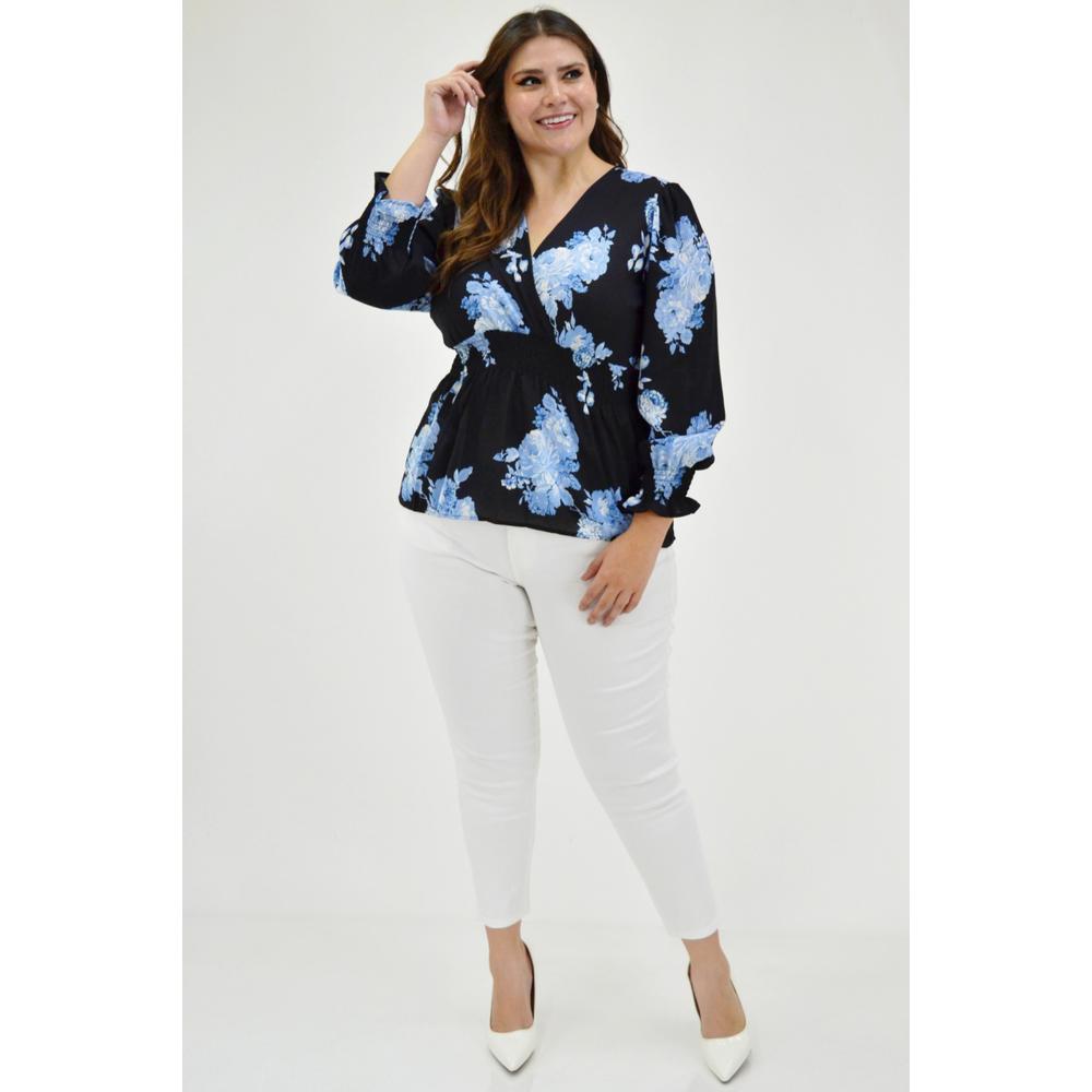 Foto 5 | Blusa Escote Cruzado Roman Fashion BL-JON-6879 Negra Tallas Extras