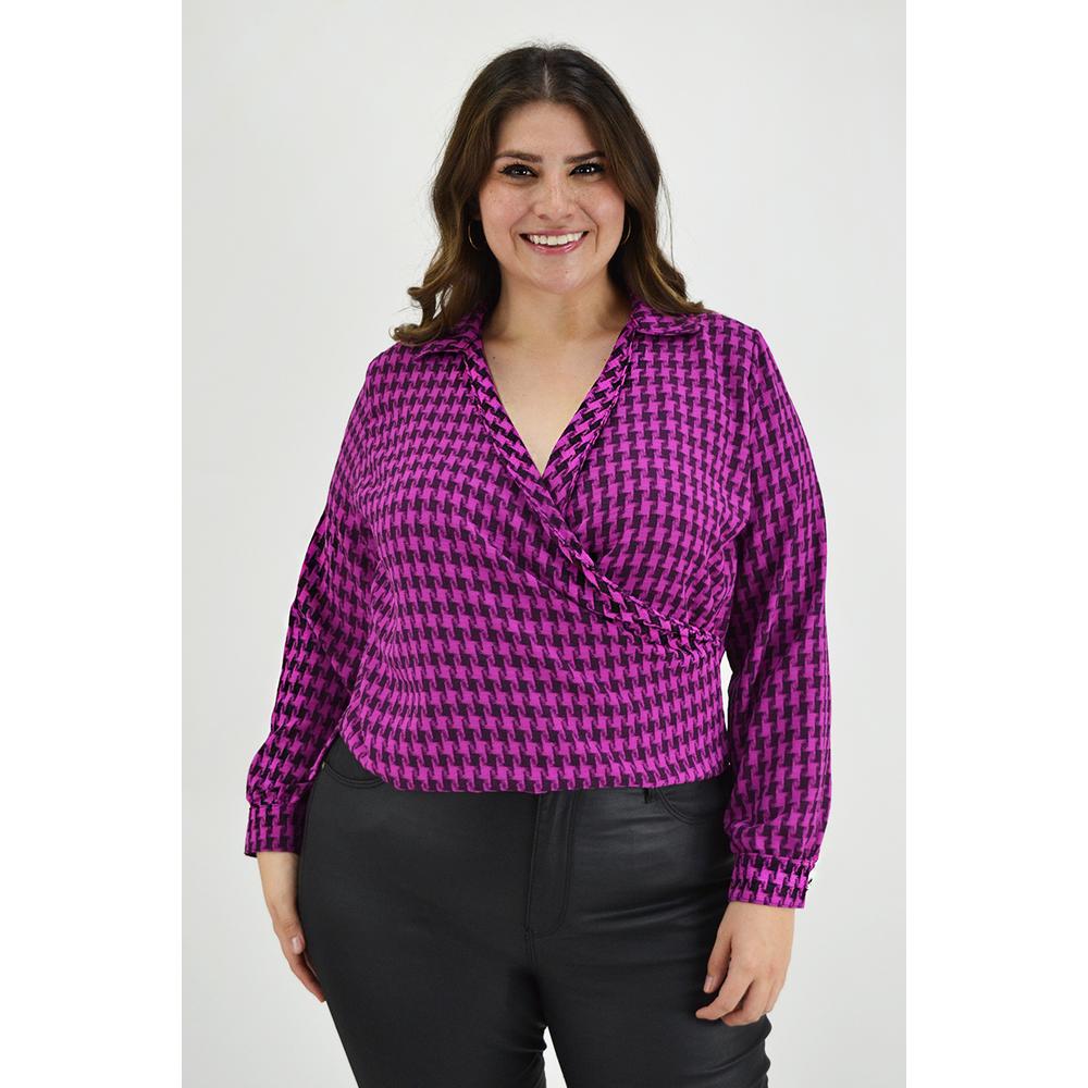 Foto 5 | Blusa Cruzada Roman Fashion Tallas Extras 1835 color Púrpura