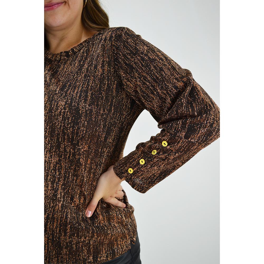 Foto 5 pulgar | Blusa Roman Fashion color Dorado para Mujer