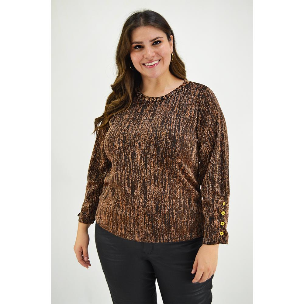 Foto 6 pulgar | Blusa Roman Fashion color Dorado para Mujer