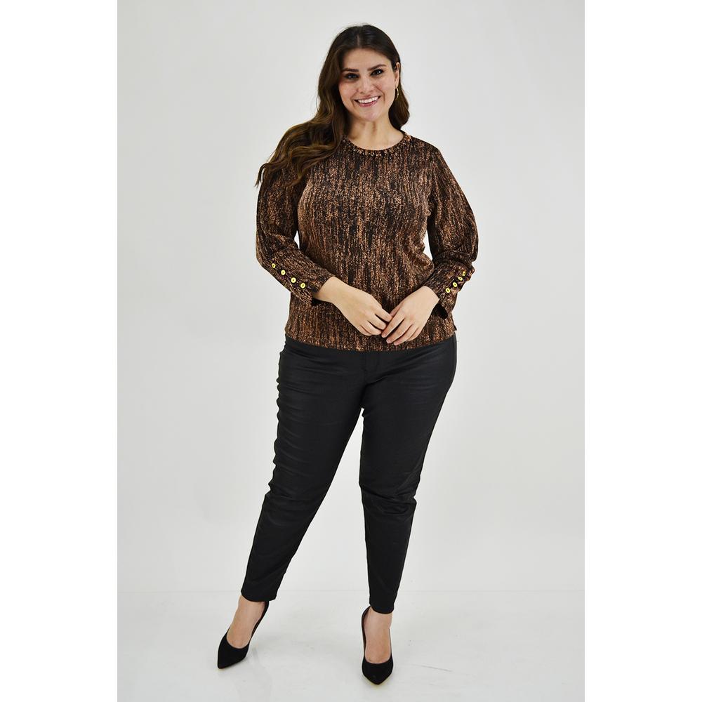 Foto 6 | Blusa Roman Fashion color Dorado para Mujer