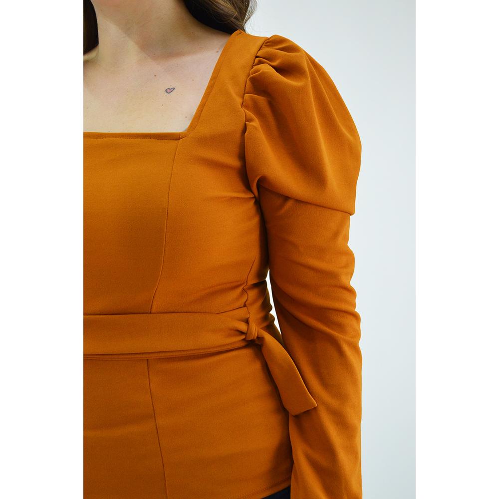 Foto 5 pulgar | Blusa Escote Cuadrado Roman Fashion BL-GR-1849 Marrón Tallas Extras