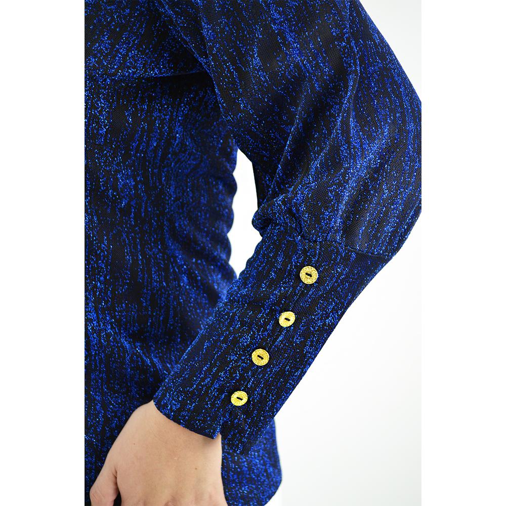 Foto 5 pulgar | Blusa Brillos con Botón Roman Fashion BL-MIC-11816 Azul Tallas Extras