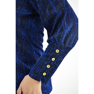 Foto 4 | Blusa Brillos con Botón Roman Fashion BL-MIC-11816 Azul Tallas Extras