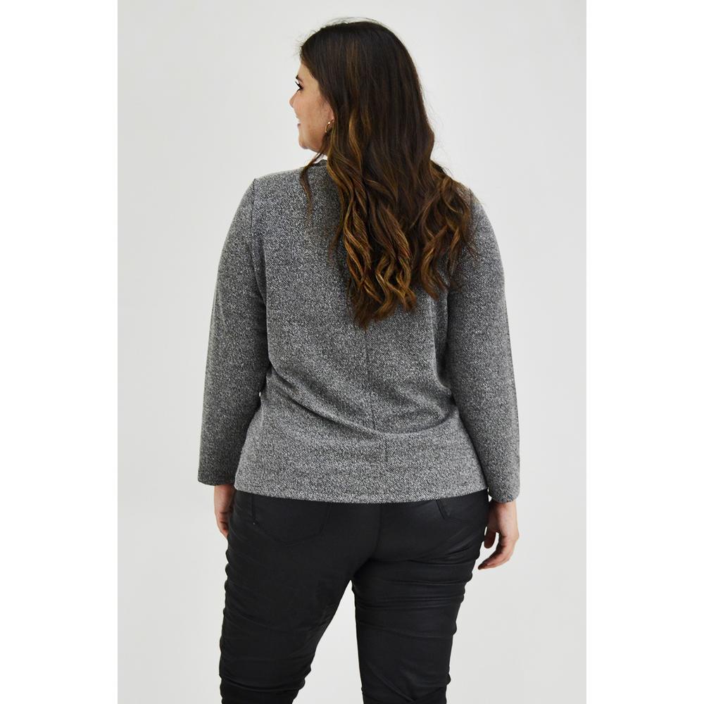 Foto 4 pulgar | Blusa Cuello Drapeado Roman Fashion Tallas Extras 11904 color Gris
