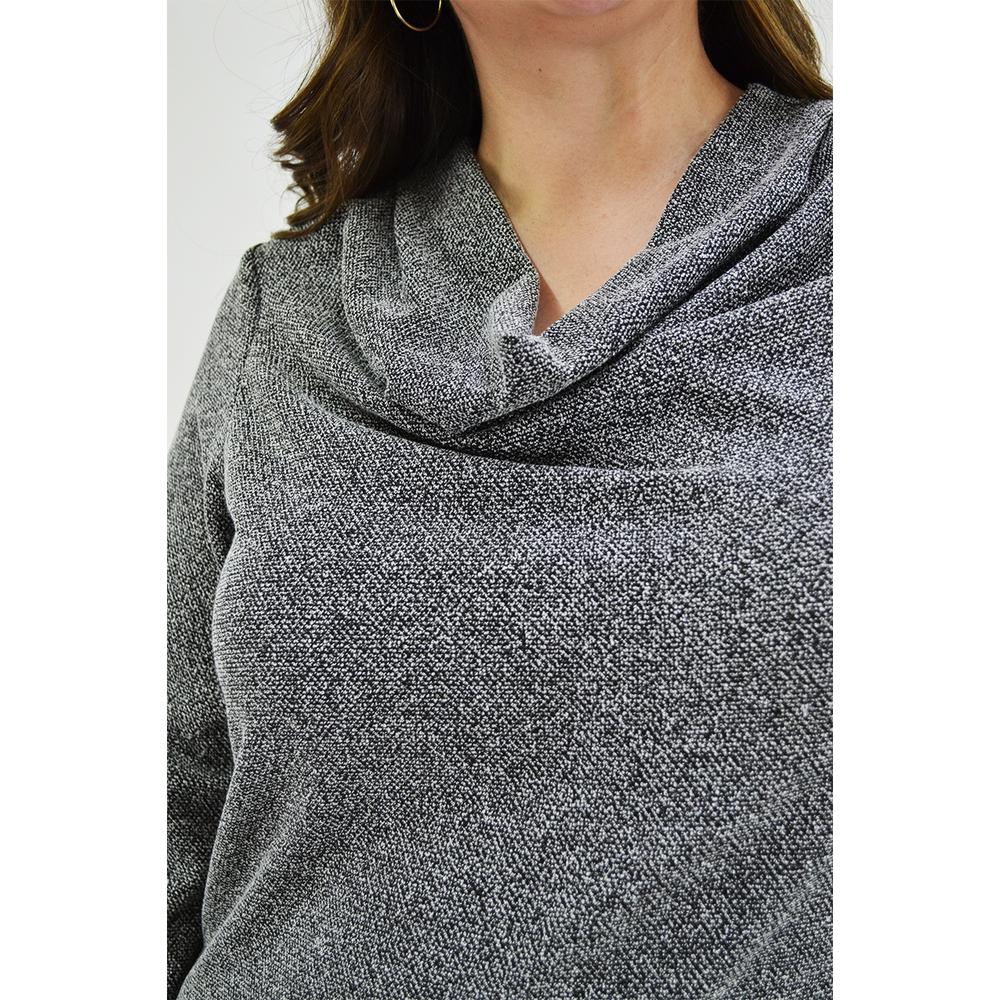 Foto 5 pulgar | Blusa Cuello Drapeado Roman Fashion Tallas Extras 11904 color Gris