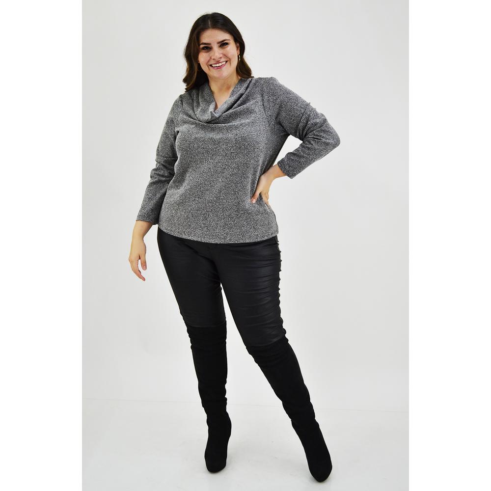 Foto 6 pulgar | Blusa Cuello Drapeado Roman Fashion Tallas Extras 11904 color Gris