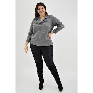 Foto 5 | Blusa Cuello Drapeado Roman Fashion Tallas Extras 11904 color Gris