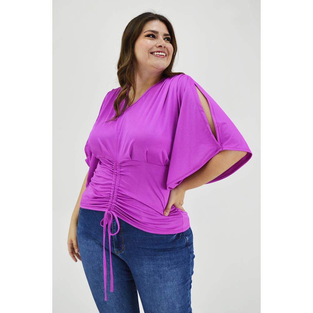 Foto 2 pulgar | Blusa con Jareta Roman Fashion Tallas Extras 1846 color Púrpura