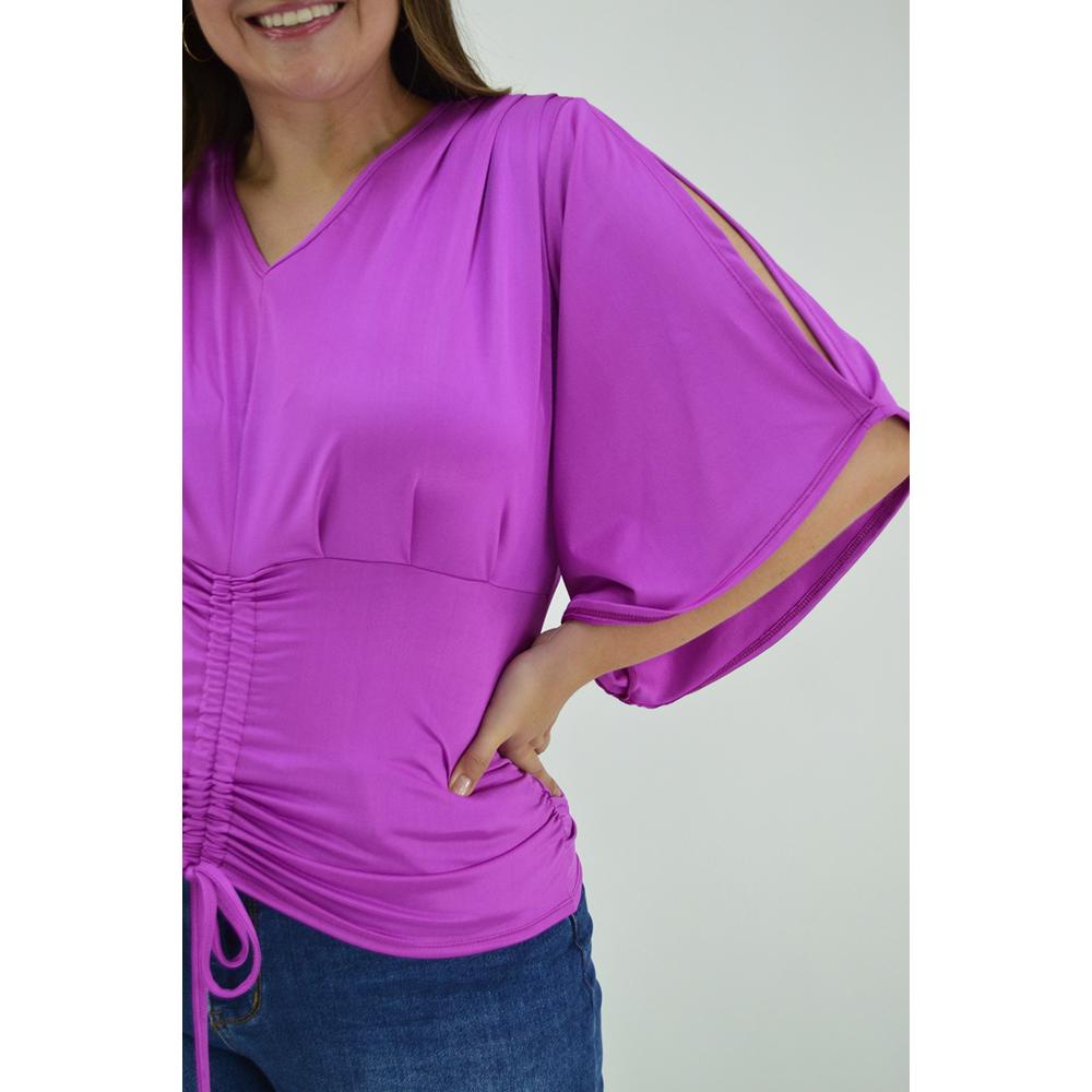 Foto 5 pulgar | Blusa con Jareta Roman Fashion Tallas Extras 1846 color Púrpura