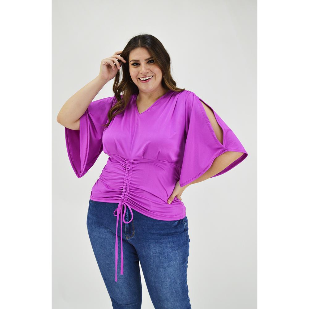 Foto 5 | Blusa con Jareta Roman Fashion Tallas Extras 1846 color Púrpura