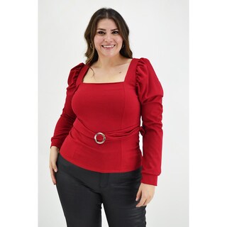 Foto 1 | Blusa con Escote Cuadrado Roman Fashion BL-GR-1849 Roja Tallas Extras