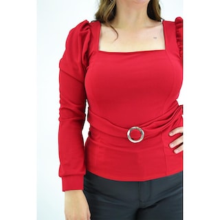 Foto 4 | Blusa con Escote Cuadrado Roman Fashion BL-GR-1849 Roja Tallas Extras