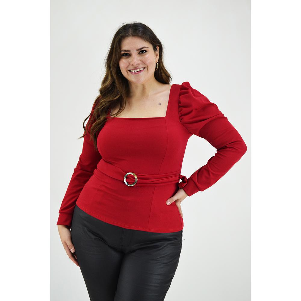 Foto 6 pulgar | Blusa con Escote Cuadrado Roman Fashion BL-GR-1849 Roja Tallas Extras