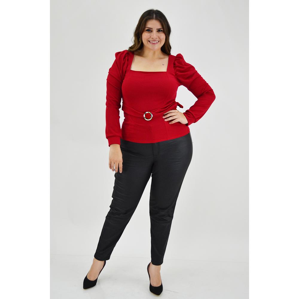 Foto 7 pulgar | Blusa con Escote Cuadrado Roman Fashion BL-GR-1849 Roja Tallas Extras