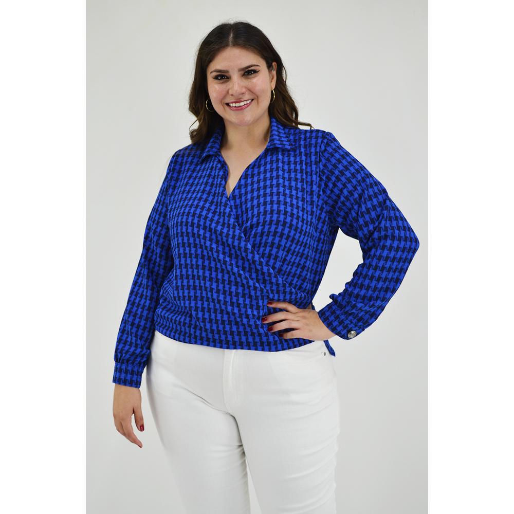 Blusa Cruzada Roman Fashion 1835 Azul