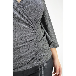 Foto 4 | Blusa Glitter con Jareta Roman Fashion BL-GR-1804 Plata Tallas Extras