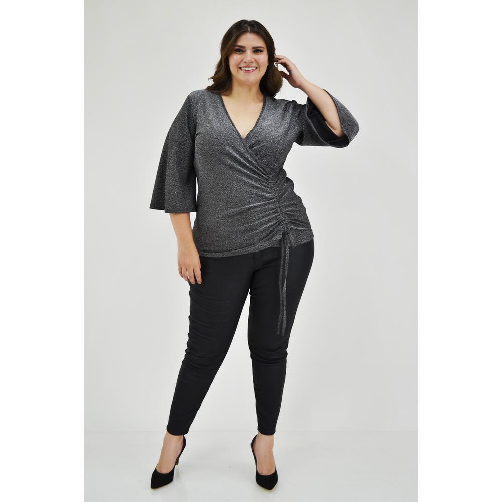 Foto 5 | Blusa Glitter con Jareta Roman Fashion BL-GR-1804 Plata Tallas Extras