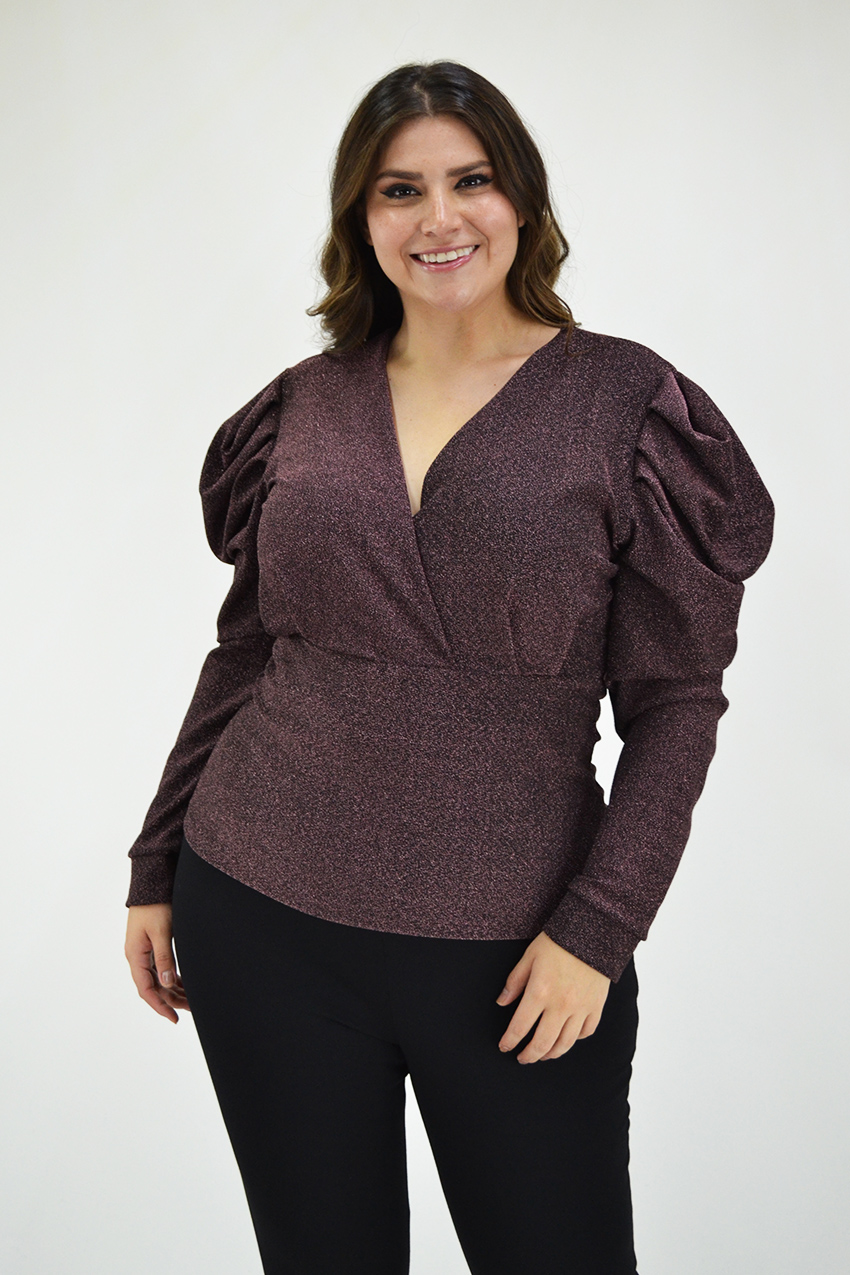 Foto 2 pulgar | Blusa Glitter Roman Fashion /Tallas Extras 11772