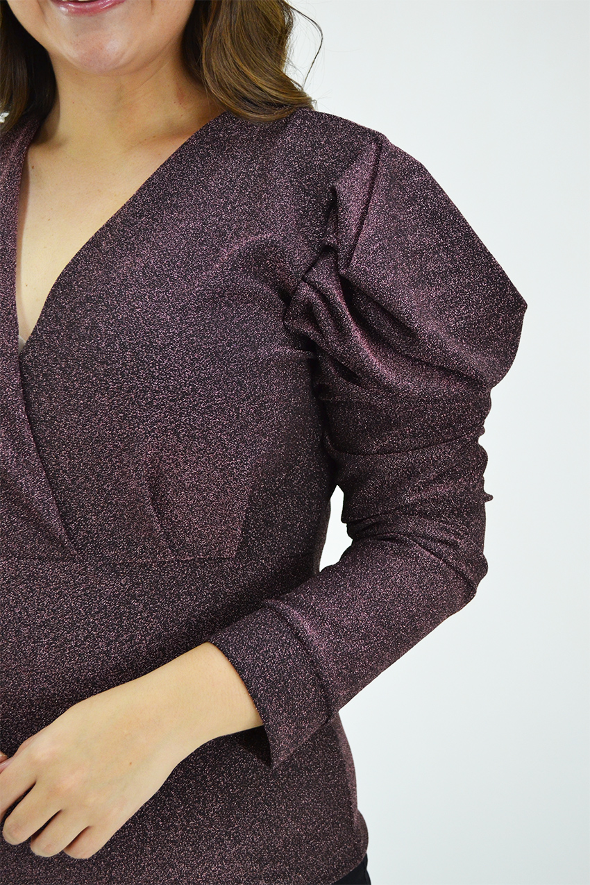 Foto 4 pulgar | Blusa Glitter Roman Fashion /Tallas Extras 11772