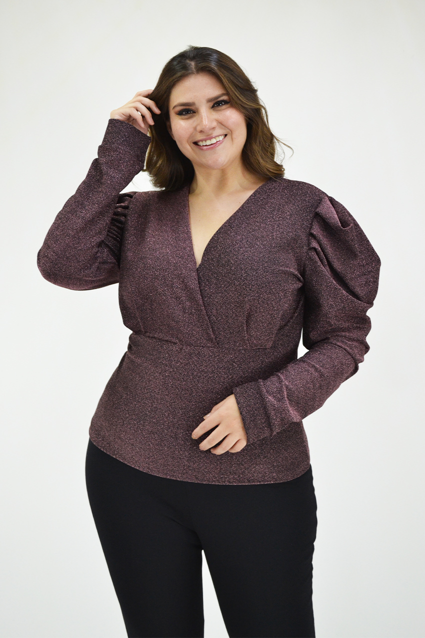 Foto 5 pulgar | Blusa Glitter Roman Fashion /Tallas Extras 11772
