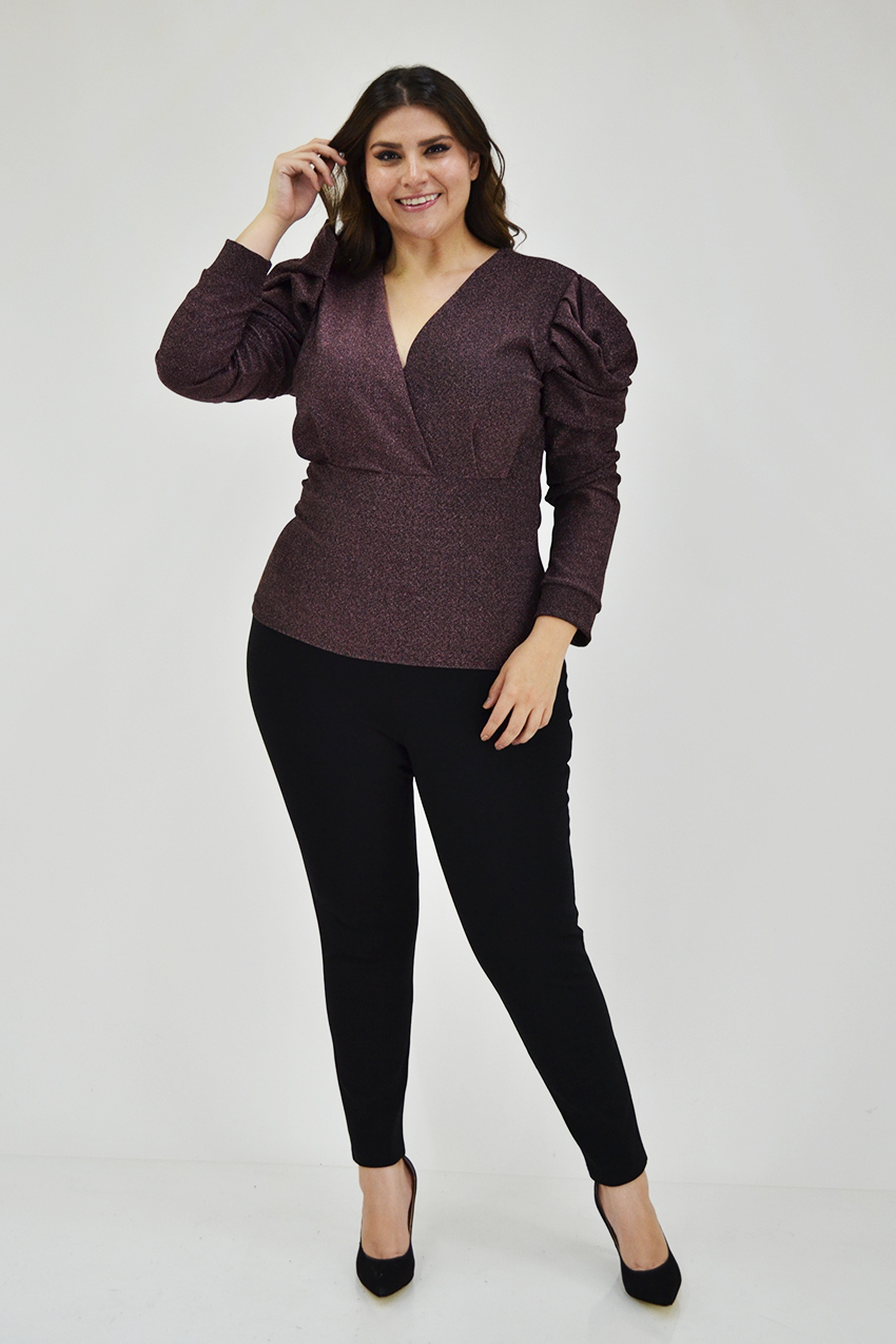 Foto 6 pulgar | Blusa Glitter Roman Fashion /Tallas Extras 11772